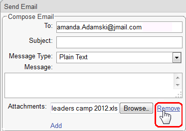 Send Email window (cut down)