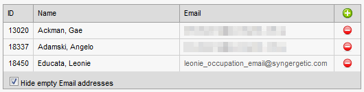 Send Emails window (Hide Empty email addresses, Synweb v3)