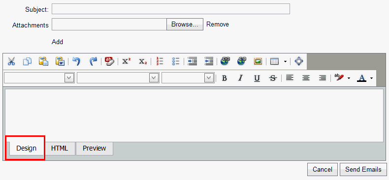 Send email window Email HTML Raw editor Design tab (synweb).gif