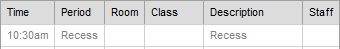 Student Maintenance - Timetable bar (grid area, cut down, viewed class legend, synweb)