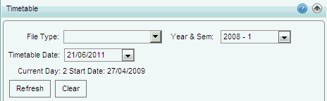 Student Maintenance - Timetable bar (selection area, synweb)