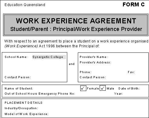 Student Work Experience - QLD report