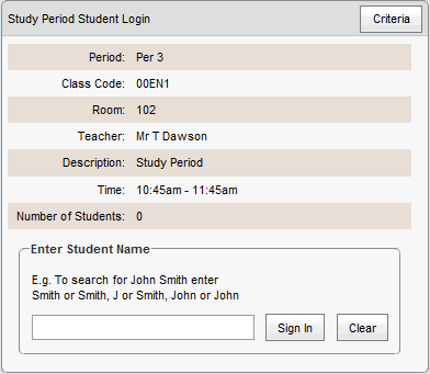 Study Period Student Login (synweb)