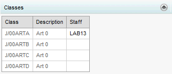 Subject Assessment Area Maintenance - Classes bar