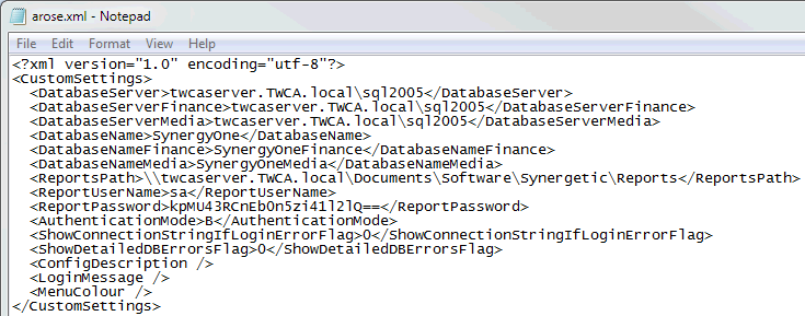 Synergetic xml file in Notepad