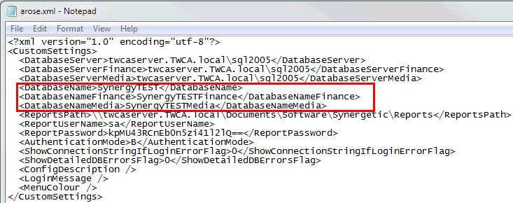 Synergetic xml file in Notepad with override settings
