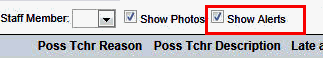 Synweb Attendance Toolbar (cut down, show alerts highlighted)