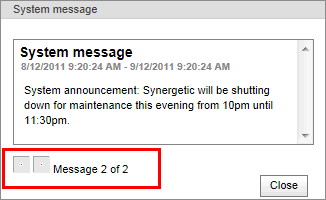 System Message (synweb, cut down, message 2 of 2 highlighted)