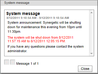 System Message (synweb, system shutdown)