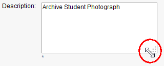 Update Document Details window (Description field)