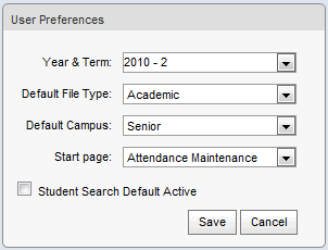 User Preferences window