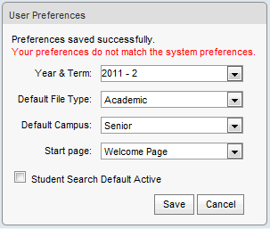Unmatched user preferences message