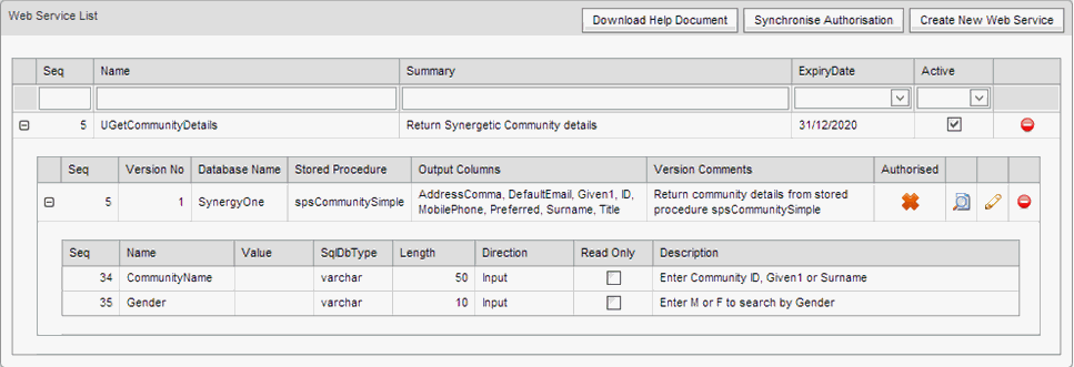 Web Service List (synweb, populated)