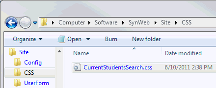 Windows Explorer - Copy the CSS file to the site CSS folder