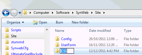 Windows Explorer - Create Site CSS folder