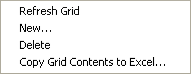 Grid area drop-down menu