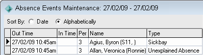 Absence Events Maintenance window (cut down)