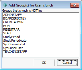 Add Group(s) for User window