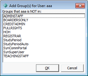 Add Group(s) for User window