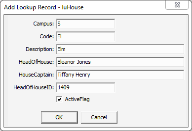 Add Lookup Record - luHouse window