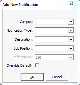 Add New Notification window