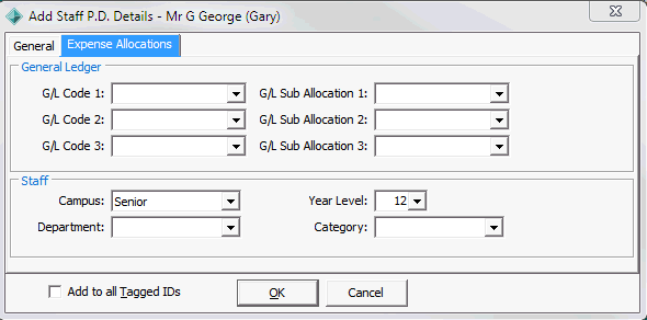Add Staff P.D. Details - Expense Allocations tab