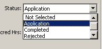 Add Staff P.D. Details - General tab Status drop-down (cut down)