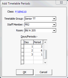 Add Timetable Periods window
