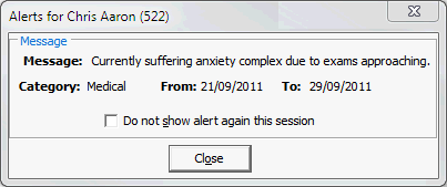 Alerts for student example