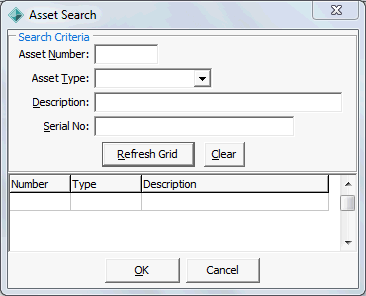 Asset Search window