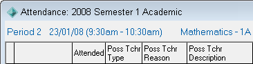 Attendance - Teacher mode grid headings