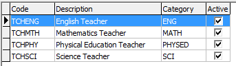 Award Maintenance - Job Positions tab (cut down)