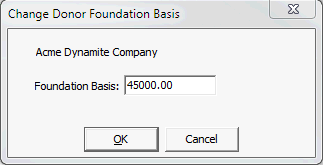 Change Donor Foundation Basis window
