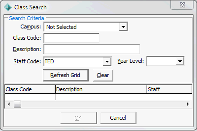 Class search window