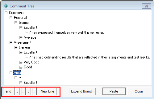 Comment Tree window