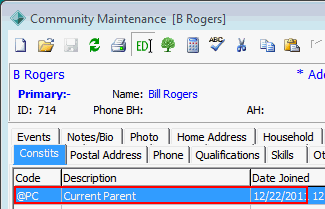 Community Maintenance - Constits tab (cut down)