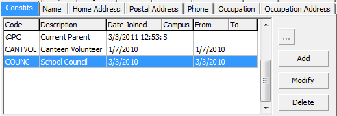 Community Maintenance - Constits tab (cut down)