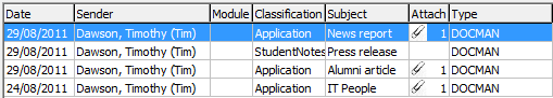 Community Maintenance - Correspondence tab (cut down, grid)
