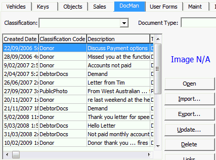 Community Maintenance - DocMan tab (sample for doc management, cut down)