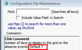 Configuration File Maintenance (cut down, comment area highlighted)