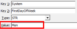 Configuration File Maintenance (FirstDayOfWeek)