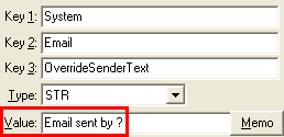 Configuration File Maintenance (OverrideSenderText, default value)