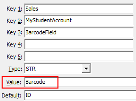 Configuration File Maintenance - BarcodeField