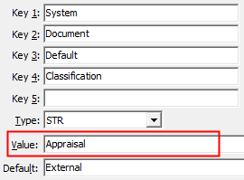 Configuration File Maintenance - Document,Classification configuration setting
