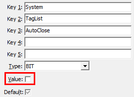 Configuration File Maintenance - TagList,AutoClose