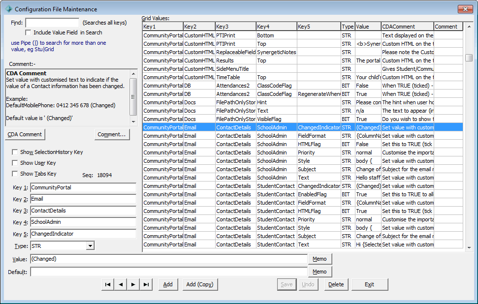 Configuration File Maintenance window