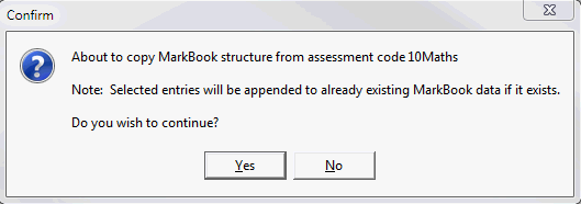 Confirm - About to copy MarkBook stucture