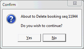 Confirm - About to delete booking