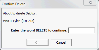 Confirm Delete - About to delete debtor