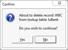 Confirm - about to delete record from lookup table